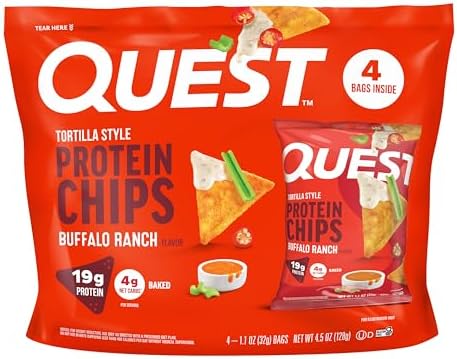 Quest Nutrition Tortilla Style Protein Chips  Salsa Verde  19g of Protein  4g Net Carbs  Gluten Free  1 1 Ounce  Pack of 12