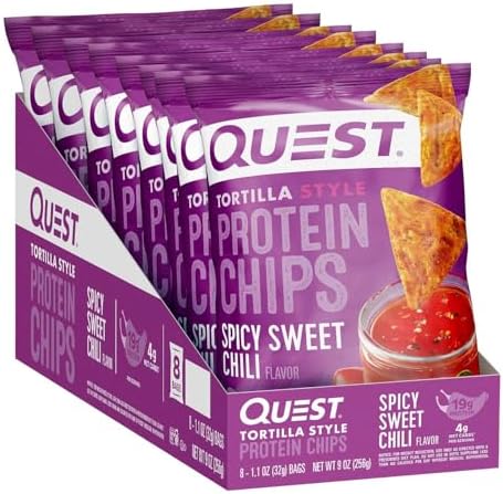 Quest Nutrition Tortilla Style Protein Chips  Salsa Verde  19g of Protein  4g Net Carbs  Gluten Free  1 1 Ounce  Pack of 12