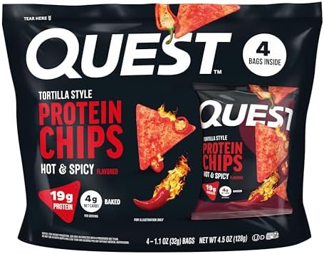Quest Nutrition Tortilla Style Protein Chips  Salsa Verde  19g of Protein  4g Net Carbs  Gluten Free  1 1 Ounce  Pack of 12