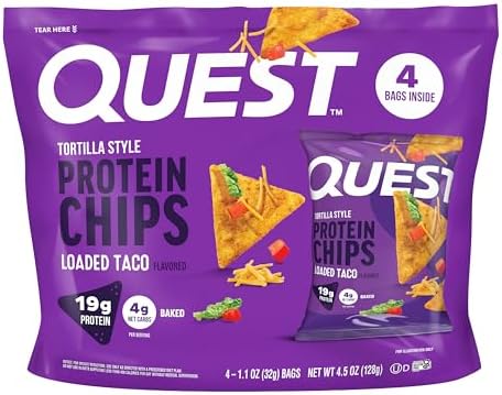 Quest Nutrition Tortilla Style Protein Chips  Salsa Verde  19g of Protein  4g Net Carbs  Gluten Free  1 1 Ounce  Pack of 12