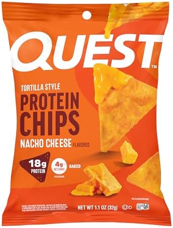 Quest Nutrition Tortilla Style Protein Chips  Salsa Verde  19g of Protein  4g Net Carbs  Gluten Free  1 1 Ounce  Pack of 12