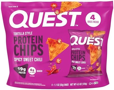Quest Nutrition Tortilla Style Protein Chips  Salsa Verde  19g of Protein  4g Net Carbs  Gluten Free  1 1 Ounce  Pack of 12