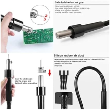 Quick 857DW+ - Estación de soldadura ajustable para pistola de aire caliente, 580 W de alta potencia, control de temperatura de precisión, 4 boquillas incluidas, calentamiento rápido para retrabajo