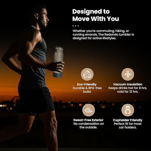 Quiksilver Redondo 32oz Double Wall Stainless Steel Water Bottle  Reusable Sports Bottle with Leak Proof Lid  Non Slip Rubber Base  Carrier Handle  insulated Tumblers  24H Hot & Cold Beverage