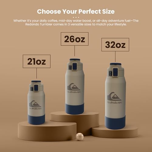 Quiksilver Redondo 32oz Double Wall Stainless Steel Water Bottle  Reusable Sports Bottle with Leak Proof Lid  Non Slip Rubber Base  Carrier Handle  insulated Tumblers  24H Hot & Cold Beverage