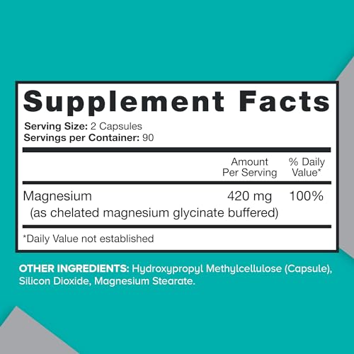 Qunol Cápsulas de magnesio 420 mg, 100% DV, suplemento de magnesio de alta absorción, extra fuerza, suplemento de salud ósea y muscular, 180 unidades