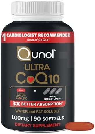 Qunol Ultra CoQ10 100mg Softgels  3x Better Absorption  Antioxidant for Heart Health & Energy Production  Coenzyme Q10 Vitamins and Supplements  3 Month Supply  90 Count