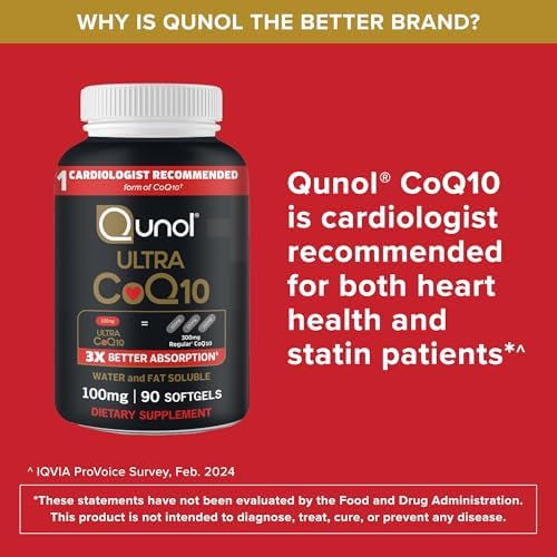 Qunol Ultra CoQ10 100mg Softgels  3x Better Absorption  Antioxidant for Heart Health & Energy Production  Coenzyme Q10 Vitamins and Supplements  3 Month Supply  90 Count