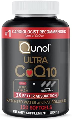Qunol Ultra CoQ10 100mg Softgels  3x Better Absorption  Antioxidant for Heart Health & Energy Production  Coenzyme Q10 Vitamins and Supplements  3 Month Supply  90 Count