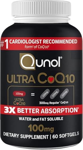 Qunol Ultra CoQ10 100mg Softgels  3x Better Absorption  Antioxidant for Heart Health & Energy Production  Coenzyme Q10 Vitamins and Supplements  3 Month Supply  90 Count