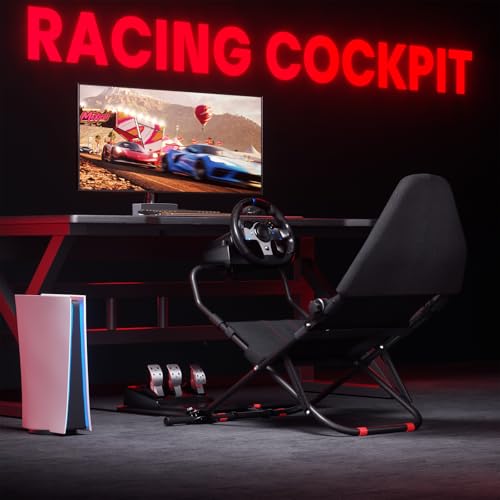 RACGTING Racing Simulator Cockpit for G29/G920/G923  Foldable & Adjustable Racing Seat for Thrustmaster T300RS/248/T GT II  Fanatec CSL DD/GT DD Pro/ClubSport DD/DD   MOZA R5  SIMAGIC Alpha Mini