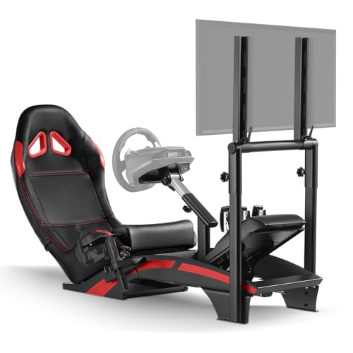 RACGTING Racing Simulator Cockpit with TV Monitor Stand for G PRO Racing Wheel/G29/G920/G923  for Thrustamster T300RS/TS PC/TS XW Racer  for FANATEC CSL DD/GT DD Pro/ClubSport DD/DD 