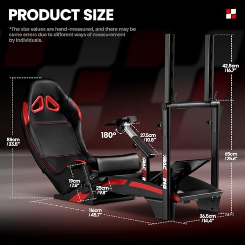 RACGTING Racing Simulator Cockpit with TV Monitor Stand for G PRO Racing Wheel/G29/G920/G923  for Thrustamster T300RS/TS PC/TS XW Racer  for FANATEC CSL DD/GT DD Pro/ClubSport DD/DD 