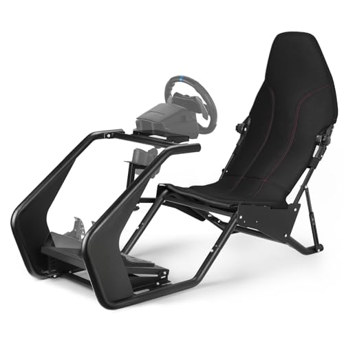RACGTING Racing Simulator Cockpit with Seat for Logitech G29  G923  G PRO RS50  Fanatec  MOZA R3  R9  R12   Adjustable Sim Racing Cockpit with Shifter Mount for Immersive Racing Sim Setup