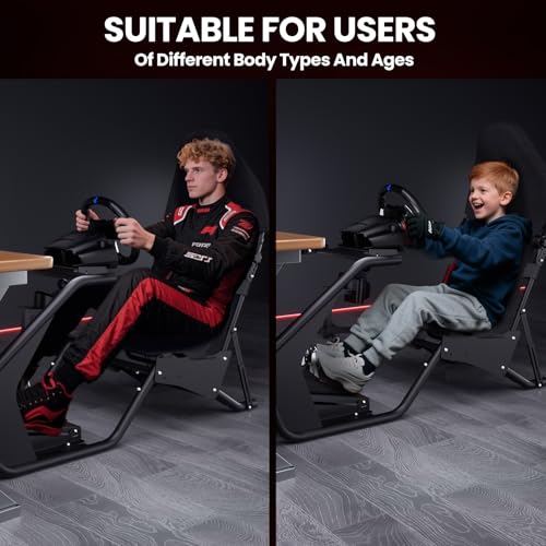 RACGTING Racing Simulator Cockpit with Seat for Logitech G29  G923  G PRO RS50  Fanatec  MOZA R3  R9  R12   Adjustable Sim Racing Cockpit with Shifter Mount for Immersive Racing Sim Setup
