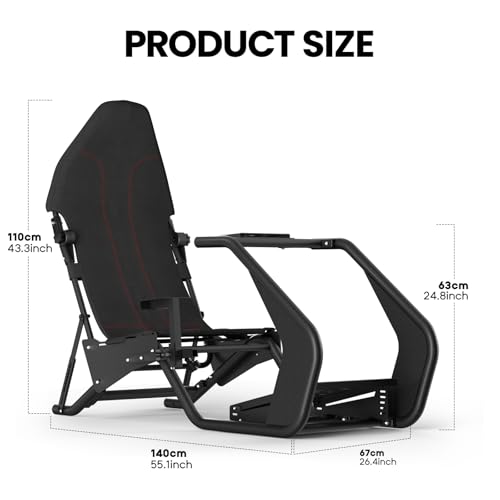 RACGTING Racing Simulator Cockpit with Seat for Logitech G29  G923  G PRO RS50  Fanatec  MOZA R3  R9  R12   Adjustable Sim Racing Cockpit with Shifter Mount for Immersive Racing Sim Setup