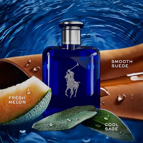 RALPH LAUREN FRAGRANCES   Polo Blue   Eau de Toilette   Mens Cologne   Aquatic & Fresh   With Citrus  Sage  and Suede   Medium Intensity
