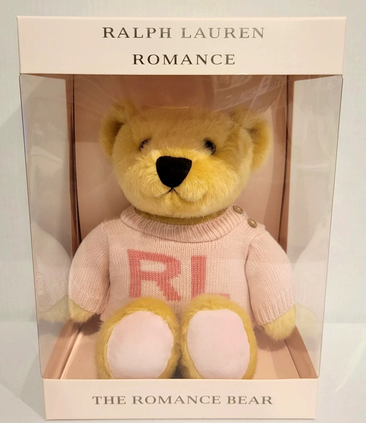 RALPH LAUREN THE ROMANCE TEDDY BEAR PINK sweater BEIGE BROWN plush NEW IN BOX