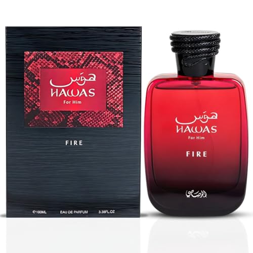 RASASI Hawas Fire Eau De Parfum Spray 100ML 3 4 Oz    Bold Long Lasting Arabian Perfume For Men With A Fiery Essence   Indulge In A Luxurious Perfume Men That Captures Masculine Elegance And Strength