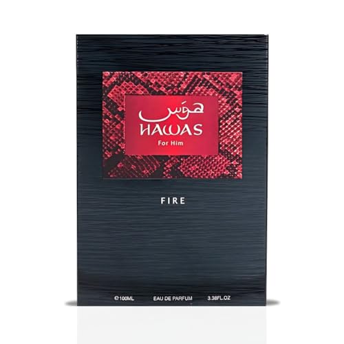 RASASI Hawas Fire Eau De Parfum Spray 100ML 3 4 Oz    Bold Long Lasting Arabian Perfume For Men With A Fiery Essence   Indulge In A Luxurious Perfume Men That Captures Masculine Elegance And Strength
