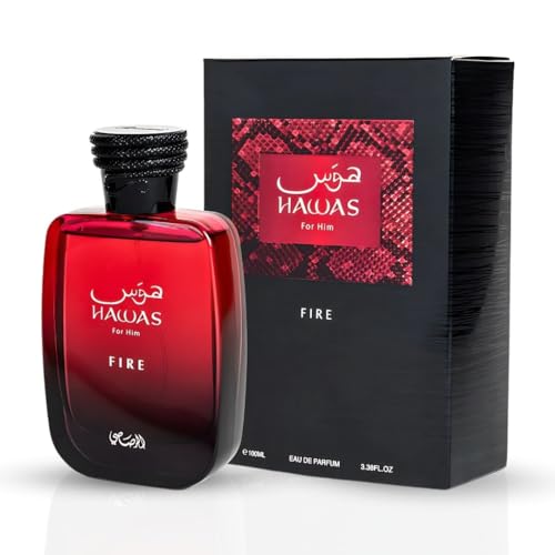 RASASI Hawas Fire Eau De Parfum Spray 100ML 3 4 Oz    Bold Long Lasting Arabian Perfume For Men With A Fiery Essence   Indulge In A Luxurious Perfume Men That Captures Masculine Elegance And Strength