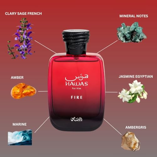 RASASI Hawas Fire Eau De Parfum Spray 100ML 3 4 Oz    Bold Long Lasting Arabian Perfume For Men With A Fiery Essence   Indulge In A Luxurious Perfume Men That Captures Masculine Elegance And Strength