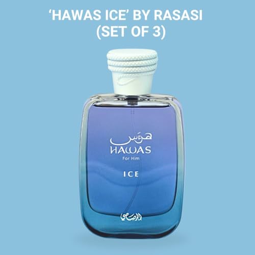 RASASI Hawas Ice EDP 100ML  3 4 OZ    Long Lasting  Exquisite  Luxurious  Arabian Scents   PACK OF 3