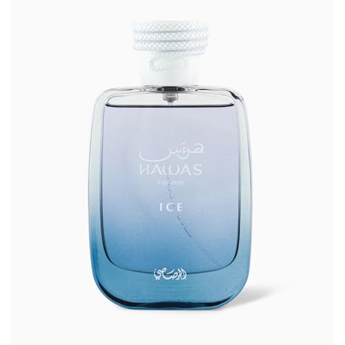 RASASI Hawas Ice - Eau de Parfum para hombre, 3.4 fl oz (3.38 onzas), fragancia árabe prémium