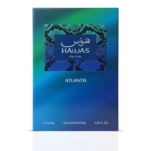 RASASI Hawas Ice - Eau de Parfum para hombre, 3.4 fl oz (3.38 onzas), fragancia árabe prémium