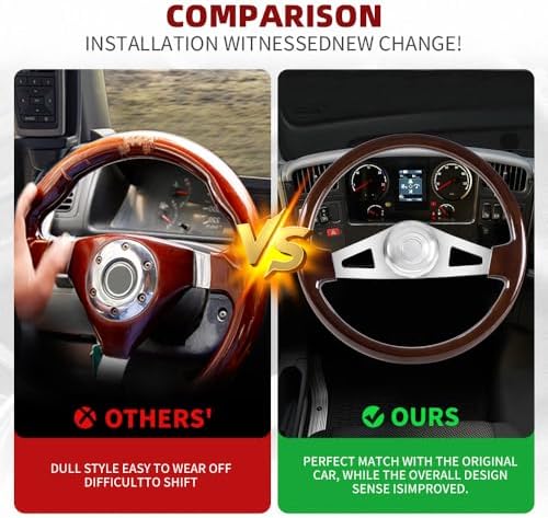 RASTP 18 Wood Truck Steering Wheel 2 Spoke Aluminum Classic Wood Steering Wheel For Kenworth  Peterbilt  Volvo Freightliner Style E 