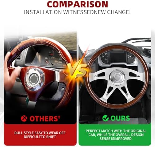 RASTP 18 Wood Truck Steering Wheel 2 Spoke Aluminum Classic Wood Steering Wheel For Kenworth  Peterbilt  Volvo Freightliner Style E 