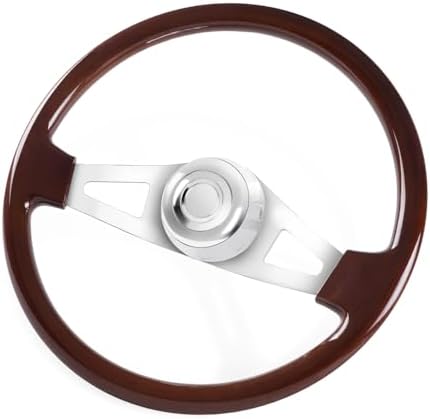 RASTP 18 Wood Truck Steering Wheel 2 Spoke Aluminum Classic Wood Steering Wheel For Kenworth  Peterbilt  Volvo Freightliner Style E 