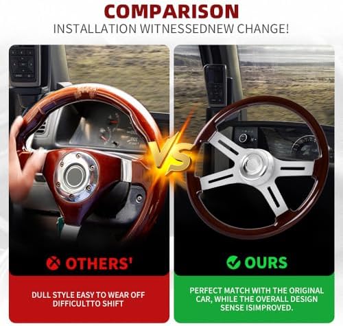 RASTP 18 Wood Truck Steering Wheel 2 Spoke Aluminum Classic Wood Steering Wheel For Kenworth  Peterbilt  Volvo Freightliner Style E 