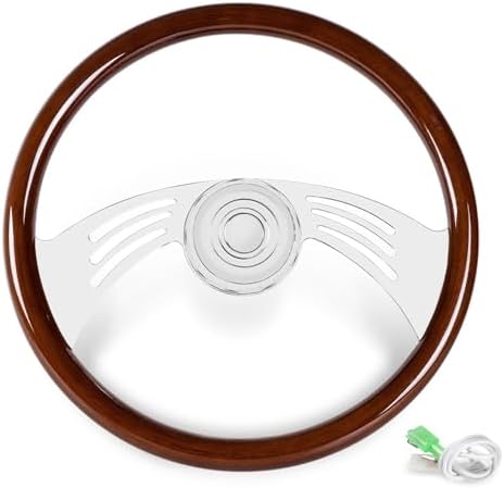 RASTP 18 Wood Truck Steering Wheel 2 Spoke Aluminum Classic Wood Steering Wheel For Kenworth  Peterbilt  Volvo Freightliner Style E 