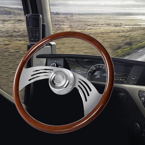 RASTP 18 Wood Truck Steering Wheel 2 Spoke Aluminum Classic Wood Steering Wheel For Kenworth  Peterbilt  Volvo Freightliner Style E 