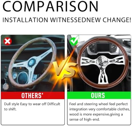 RASTP 18 Wood Truck Steering Wheel 2 Spoke Aluminum Classic Wood Steering Wheel For Kenworth  Peterbilt  Volvo Freightliner Style E 