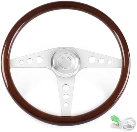 RASTP 18 Wood Truck Steering Wheel 2 Spoke Aluminum Classic Wood Steering Wheel For Kenworth  Peterbilt  Volvo Freightliner Style E 