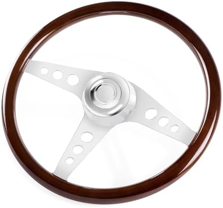 RASTP 18 Wood Truck Steering Wheel 2 Spoke Aluminum Classic Wood Steering Wheel For Kenworth  Peterbilt  Volvo Freightliner Style E 