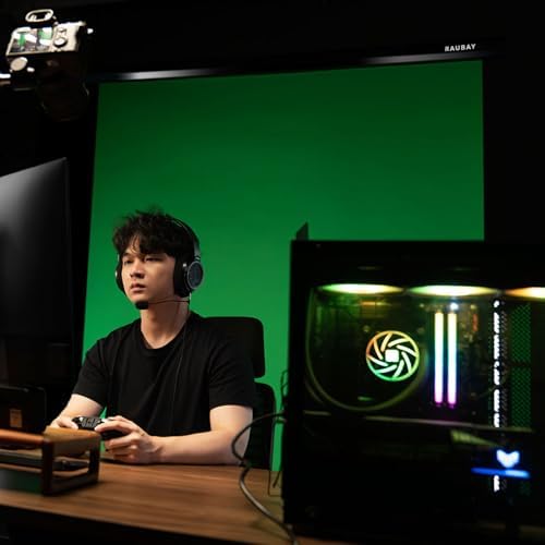 RAUBAY Motorized Pull Down Green Screen   59 8 x 86 6 Collapsible Wall Mount Background for Professional Video Production  Chroma Key Backdrop for YouTube  TikTok  Streaming  Video Conferencing