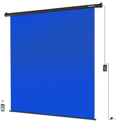 RAUBAY Motorized Pull Down Green Screen   59 8 x 86 6 Collapsible Wall Mount Background for Professional Video Production  Chroma Key Backdrop for YouTube  TikTok  Streaming  Video Conferencing