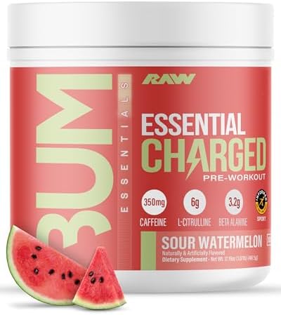 RAW Nutrition   Essential Pre   Chris Bumstead Pre Workout Formula  Sports Nutrition Pre Workout Powders   Men & Womens Drink  Energy Powder for Working Out  Blue Raspberry 