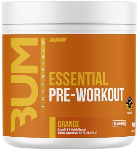 RAW Nutrition   Essential Pre   Chris Bumstead Pre Workout Formula  Sports Nutrition Pre Workout Powders   Men & Womens Drink  Energy Powder for Working Out  Blue Raspberry 