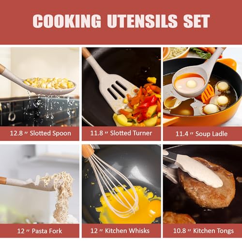 RAXCO Utensil Sets 18 Piece Knifes and cutting board Silicone Cooking Tools and Kitchen Accessories Straw