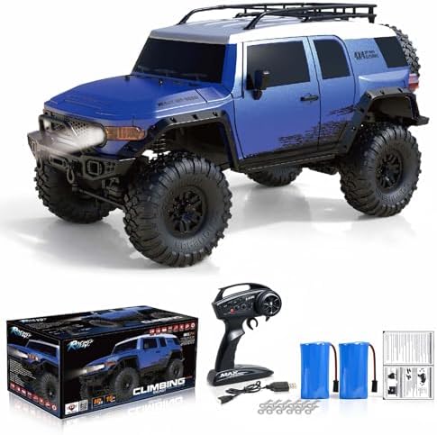 RC Cars RC Crawler 1/10 Scale RTR Remote Control Car 4WD 2 4GHz Brushed Offroad Racing Hobby Grade Model Vehicle with LED Lights 2Pcs Battery Toy for Kids and Adults