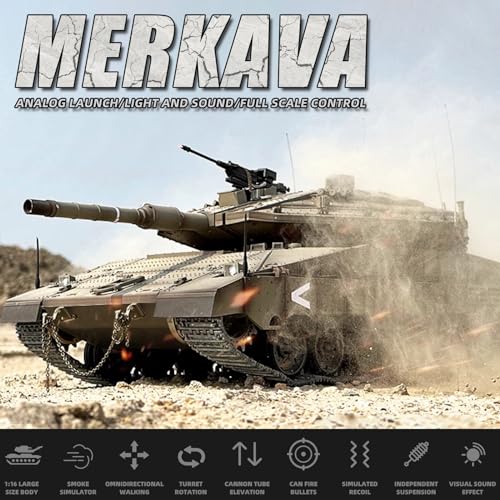 RC Tank HengLong IDF MERKAVA MKIV  1 16 Merkava Main Battle Tank MK4 Model  2 4ghz Remote Control Vehicle with Sound & Light for Ages 14