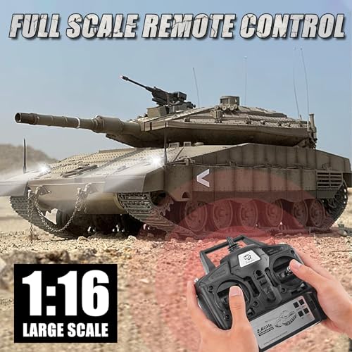 RC Tank HengLong IDF MERKAVA MKIV  1 16 Merkava Main Battle Tank MK4 Model  2 4ghz Remote Control Vehicle with Sound & Light for Ages 14
