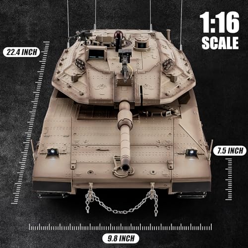 RC Tank HengLong IDF MERKAVA MKIV  1 16 Merkava Main Battle Tank MK4 Model  2 4ghz Remote Control Vehicle with Sound & Light for Ages 14