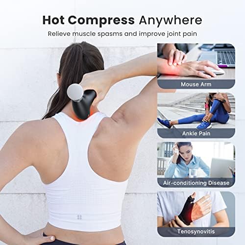 RENPHO Mini Massage Gun with Heat  Portable Percussion Handheld Neck Massager  Compact Size for On The Go  Gifts for Men and Women  FSA Eligible