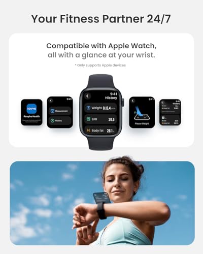 RENPHO Scale for Body Weight  Smart Scale with BMI  Body Fat  Muscle Mass  Bluetooth  13 Metrics with Large VA Display  Support App Connection  Black  Elis 2X