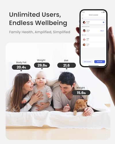 RENPHO Scale for Body Weight  Smart Scale with BMI  Body Fat  Muscle Mass  Bluetooth  13 Metrics with Large Display  Support App Connection  Black  Elis 2X